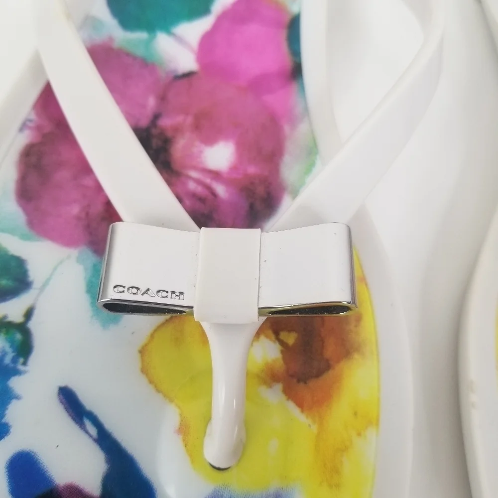 Coach Landon Jelly Floral Sandals Flip Flops Bow Detail Size 6B